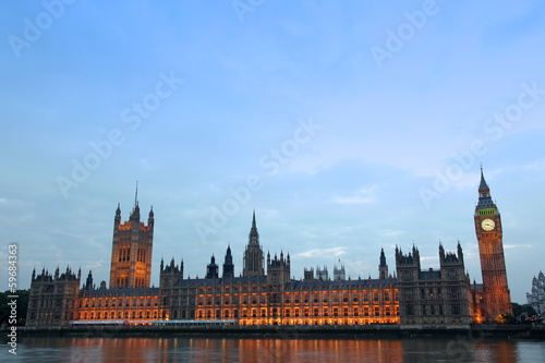 Big Ben and Houses of Parliament at evening  London  UK