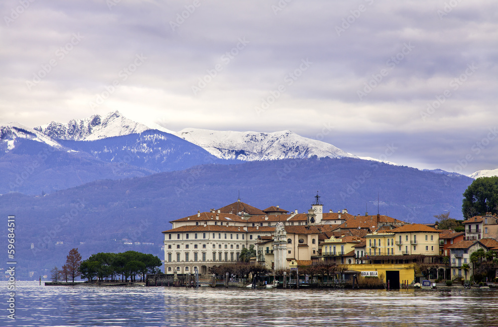 Isola Bella Lake Maggiore winter view color image