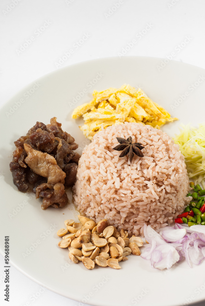 Fototapeta premium Rice with shrimp paste Thai food