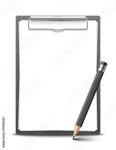 Clipboard and pencil