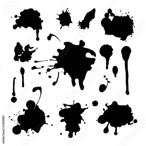 Set of grunge ink splashes. EPS 8 + jpg