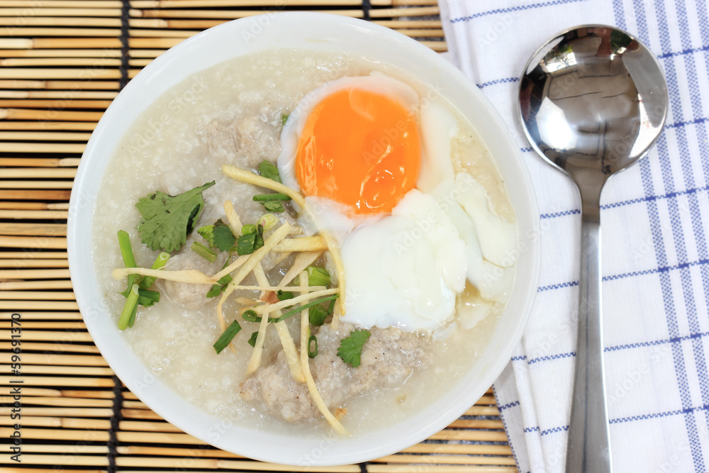 chinese porridge rice and Boiled egg chinese porridge rice and Boiled egg