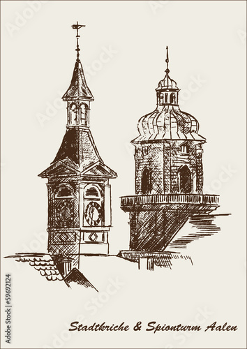 Statdkirche und Spionturm Aalen