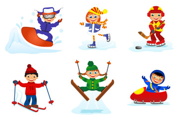 Fotobehang Wintersport Wintersport collectie op witte achtergrond  © ivolodina