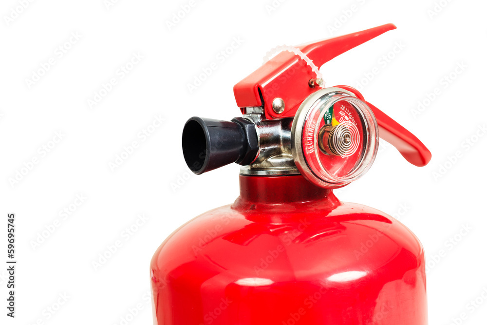 Naklejka premium fire extinguisher and head gauge isolate on white background