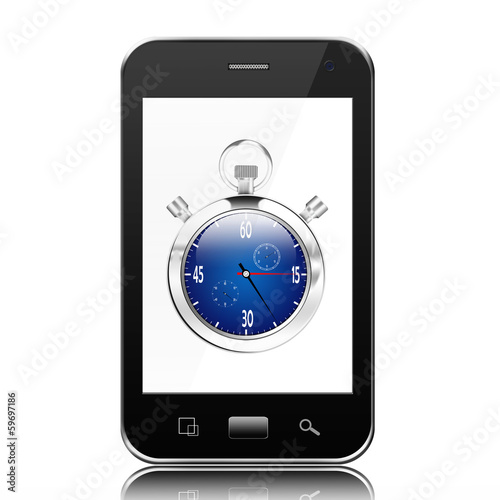 Stop watch on smartphone,smartphone with Stop watch illustration