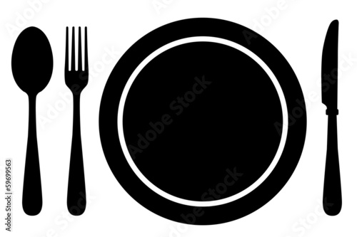 Fork, knife, Spoon and plate