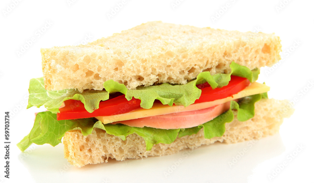 Fresh and tasty sandwich isolated on white Fresh and tasty sandwich isolated on white