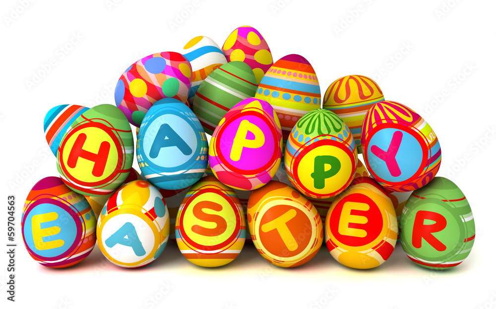 Happy Easter. Pile of eggs Happy Easter. Pile of eggs