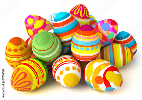 Happy Easter. Pile of eggs