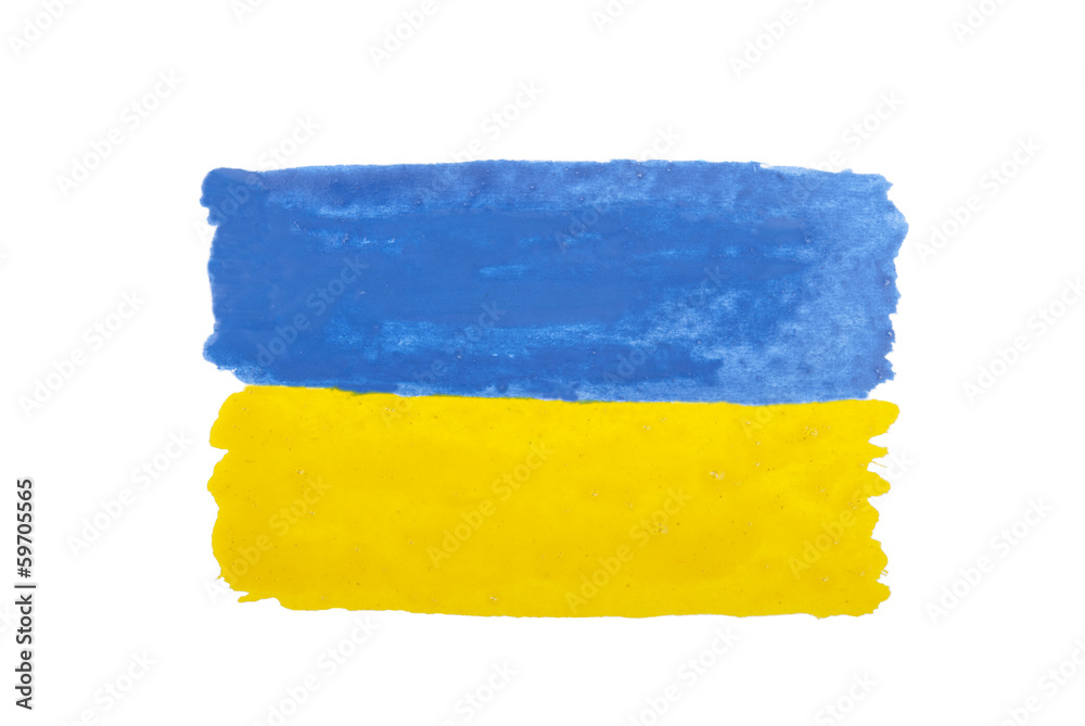 Obraz premium Watercolor painted flag of Ukraine.