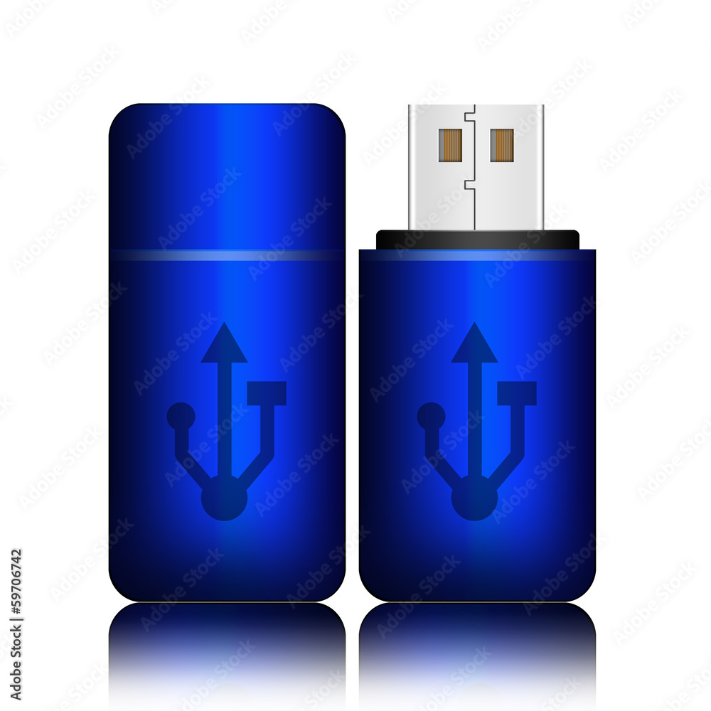 Blue universal flash drive isolated on the white background,flas Blue universal flash drive isolated on the white background,flas
