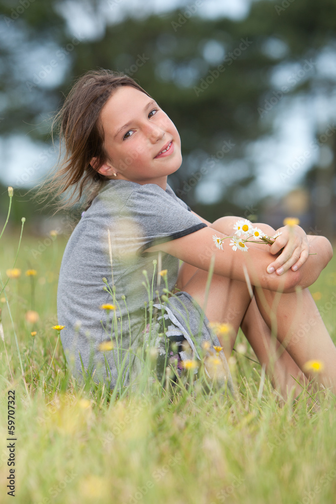 girl in flower field