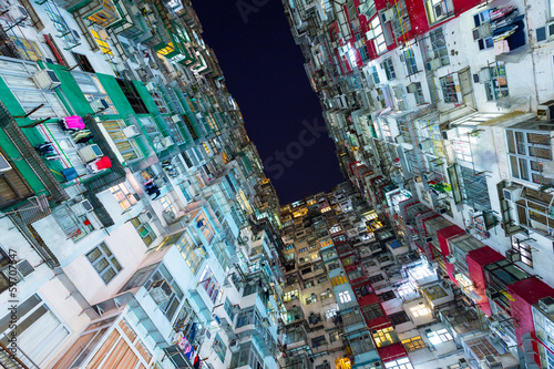 Hong Kong packed buildings at night