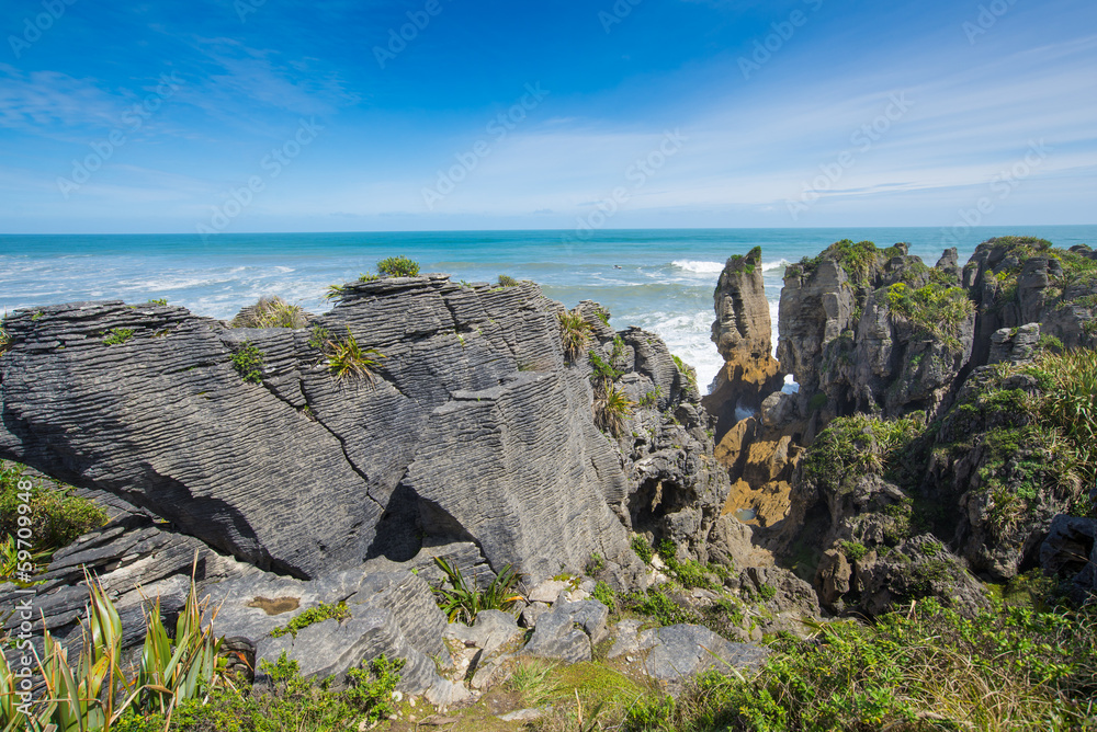 Pancake rocks in Punakaiki, South island, New Zealand