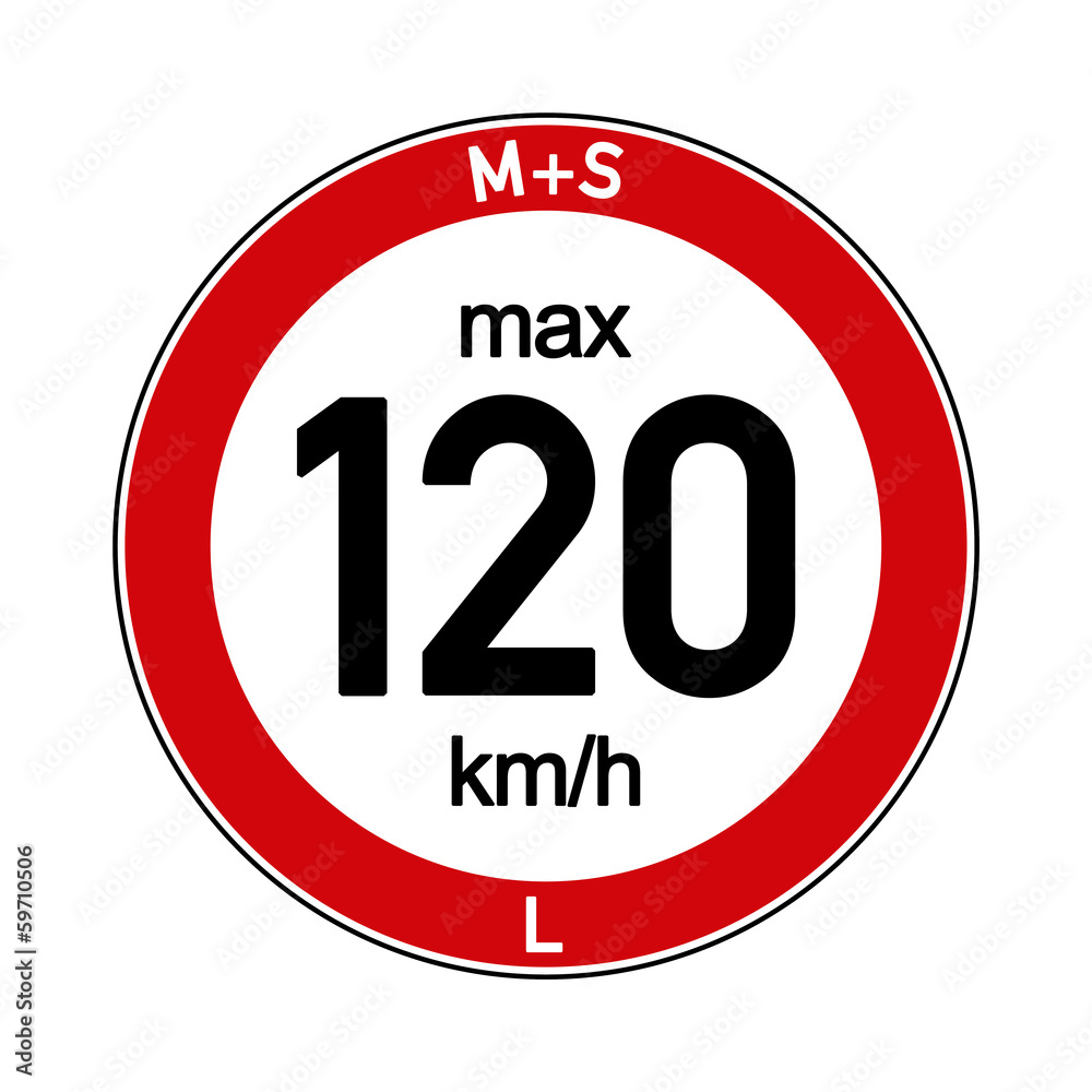 Aufkleber M+S Reifen Geschwindigkeitsindex L 120 km/h Aufkleber M+S Reifen Geschwindigkeitsindex L 120 km/h