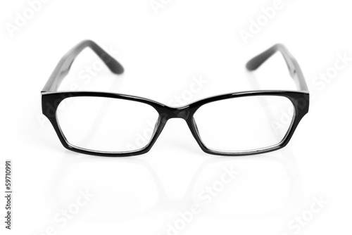 Classical black glasses isolated on white background
