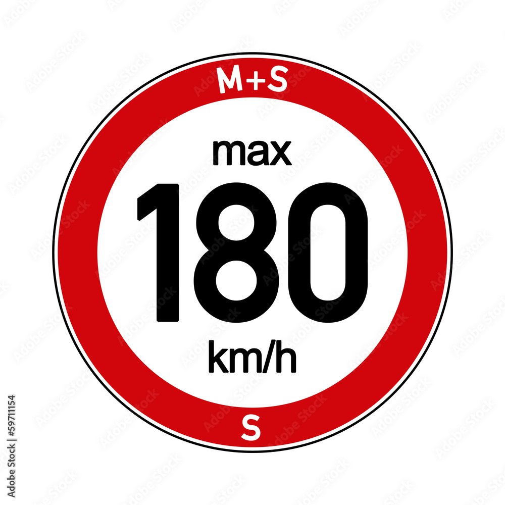 Aufkleber M+S Reifen Geschwindigkeitsindex S 180 km/h Stock Illustration |  Adobe Stock