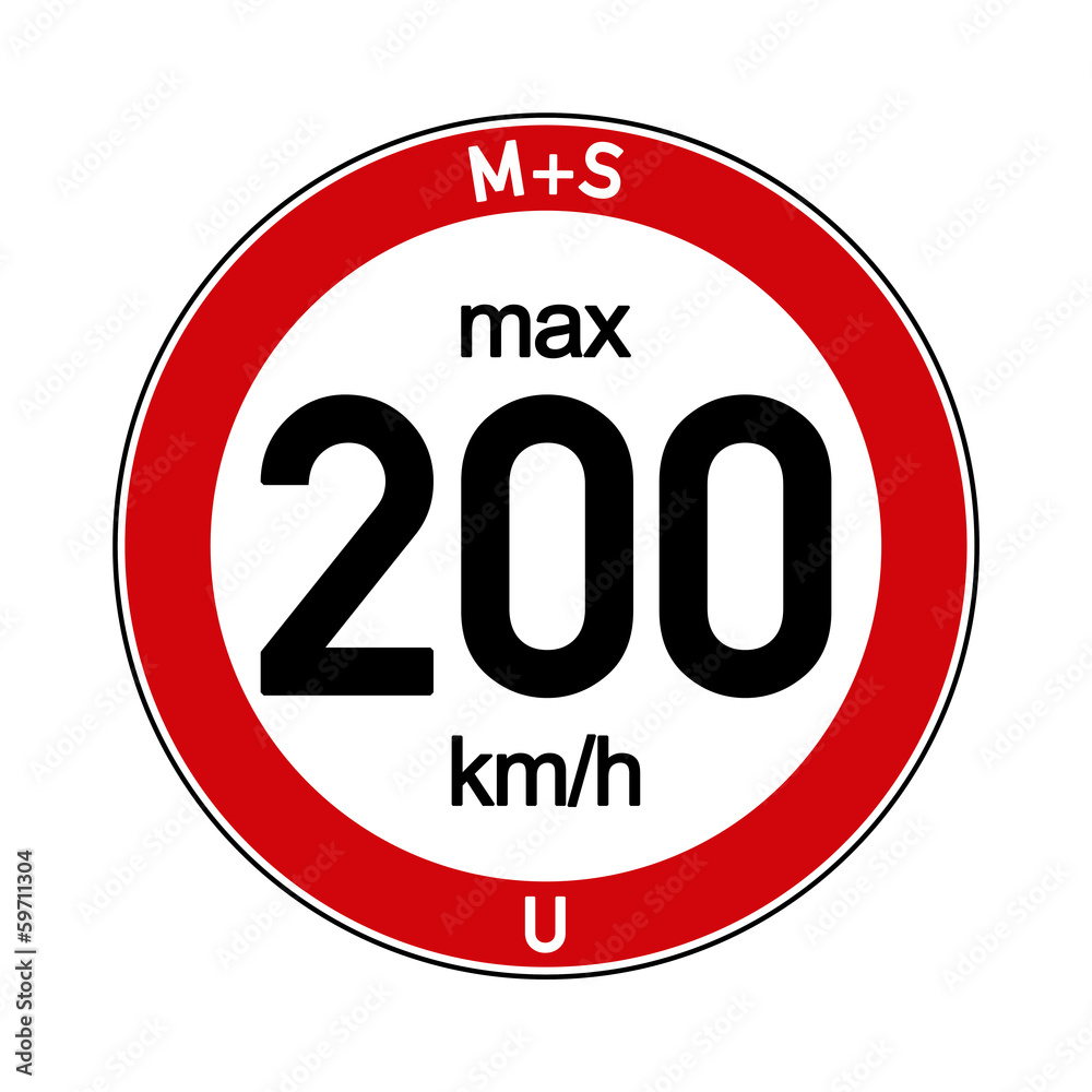 Aufkleber M+S Reifen Geschwindigkeitsindex U 200 km/h Aufkleber M+S Reifen Geschwindigkeitsindex U 200 km/h