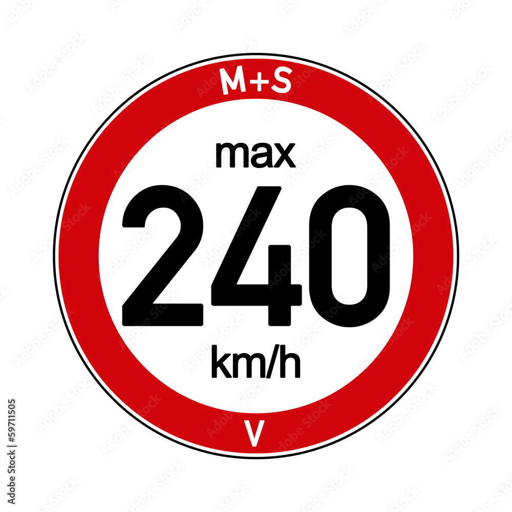 Aufkleber M+S Reifen Geschwindigkeitsindex V 240 km/h Stock Illustration |  Adobe Stock