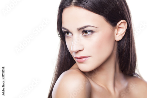 portrait of a beautiful girl on white background