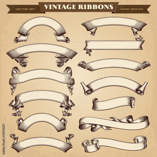 Vintage Ribbon Banners Vector Collection photo