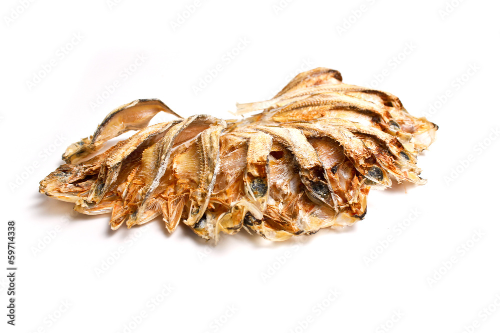 Close view of dried and salted codfish.