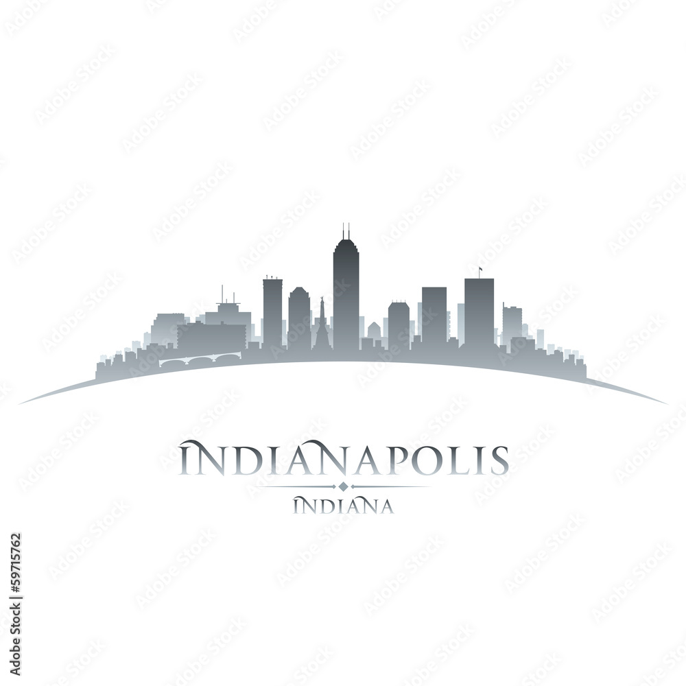 Indianapolis Indiana city skyline silhouette white background