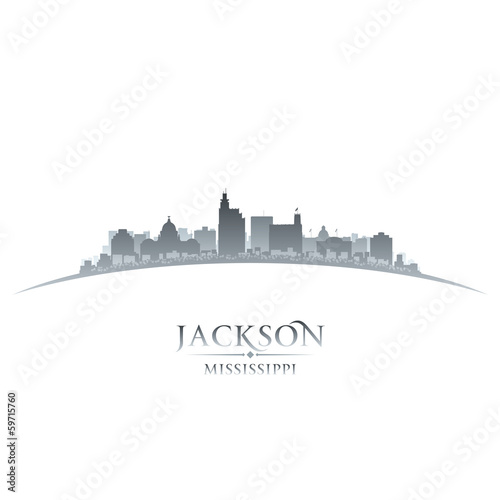 Jackson Mississippi city skyline silhouette white background