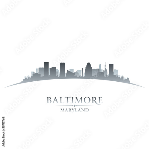 Baltimore Maryland city skyline silhouette white background