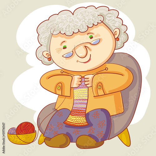 Grandma And Knitting.