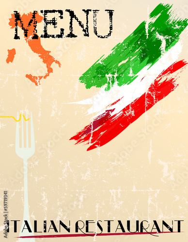 Menu for Italian restaurant, free copy space