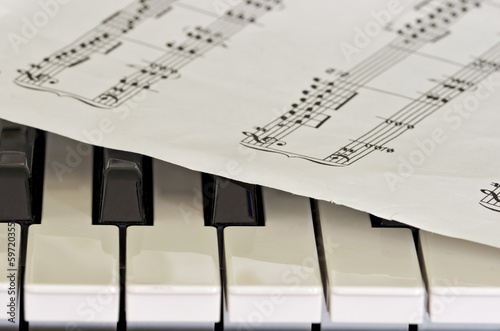 PORTION OF A MUSICAL SCORE ON THE KEYS OF A PLAYER-PIANO