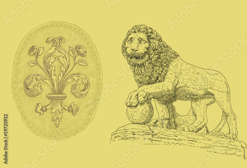 Fototapeta Naklejka Na Ścianę i Meble -  Florence lion illustration