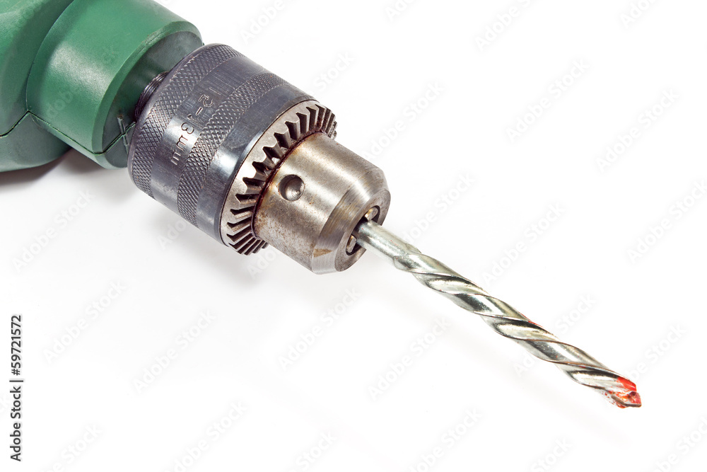 Close up of electric drill on white Close up of electric drill on white