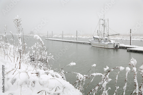 Steveston Dock Winter Snow photo