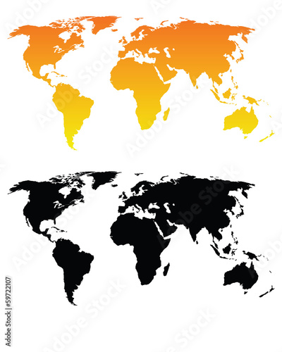 World Map Vector orange gradient 3d