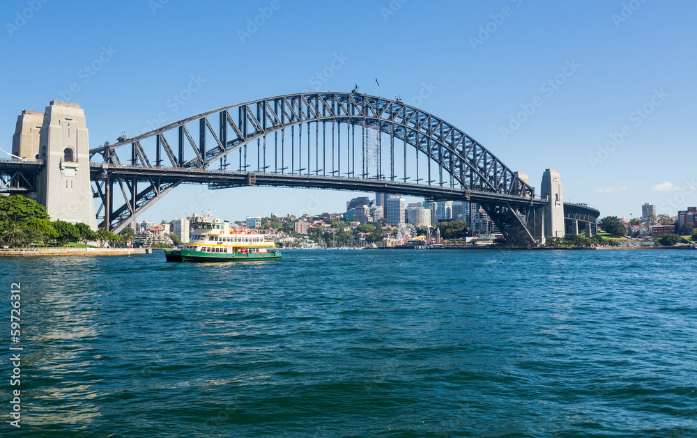 Dramatic panoramic photo Sydney harbor