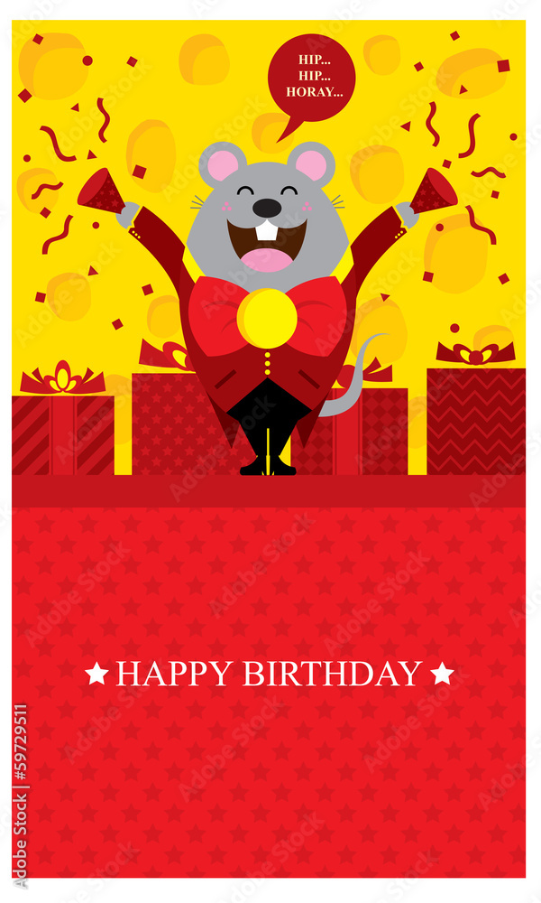 Fototapeta premium Birthday Greetings with Mouse