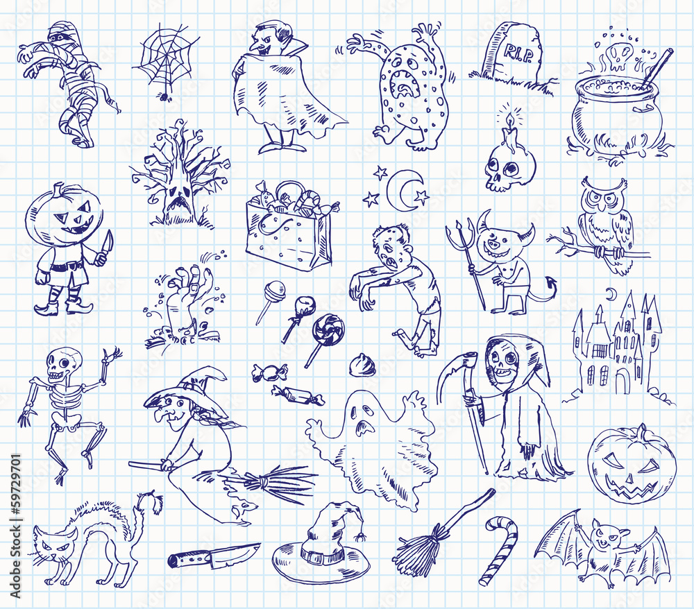 Fototapeta premium Freehand drawing halloween