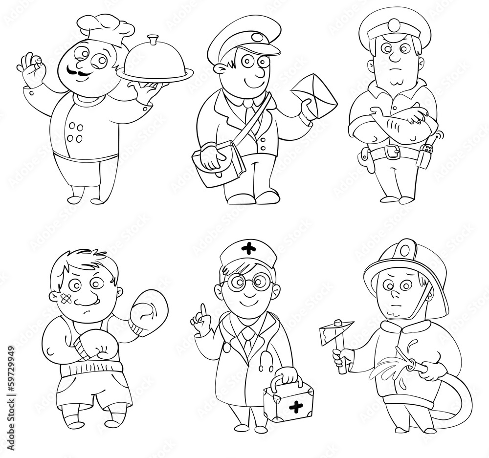 Professions. Coloring book