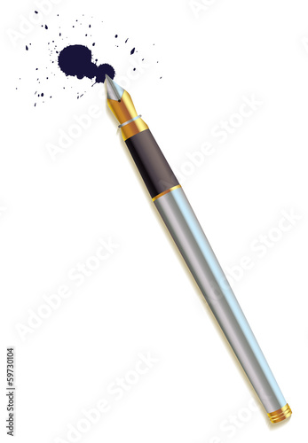 Fountain pen and a blot. Top view