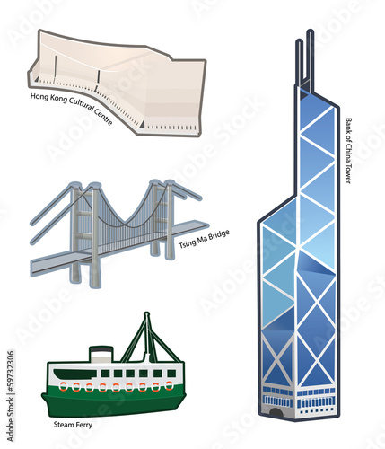 World famous landmarks and icons in Hong Kong