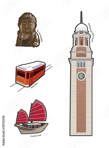 World famous landmarks and icons in Hong Kong