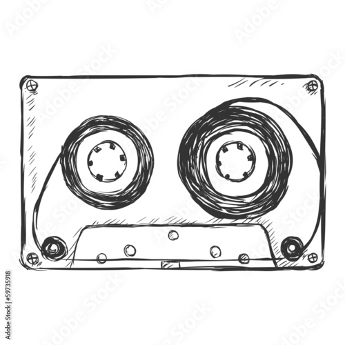 vector sketch illustration - audiocassette