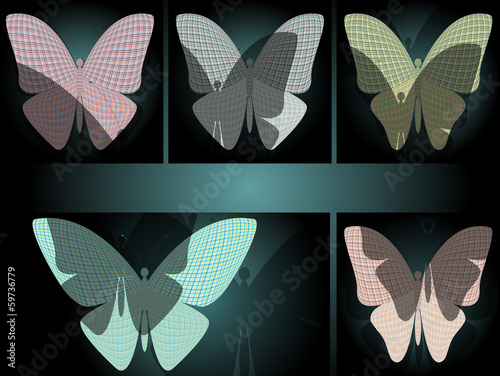 set of butterflies