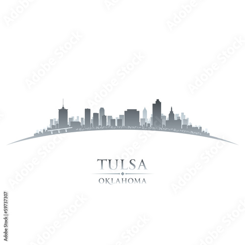 Tulsa Oklahoma city skyline silhouette white background