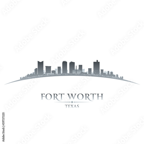 Fort Worth Texas city skyline silhouette white background