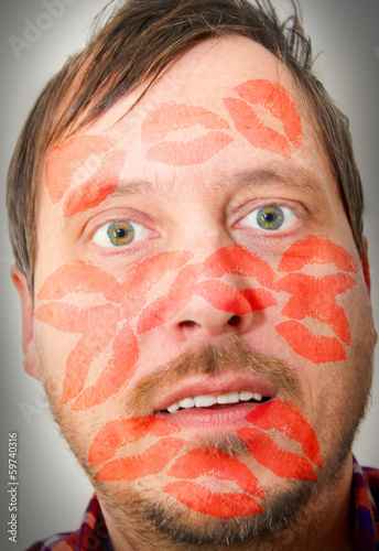 Many kisses on the face photo