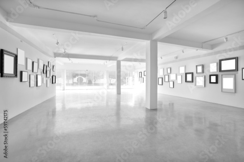 Modern light hall with empty placards